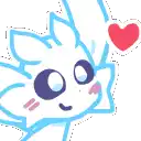 a cartoon drawing of a white cat with a red heart .