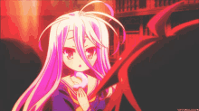 a girl with white hair is standing in front of a bookshelf with the words universalicatx below her