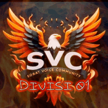 a logo for svc division 01 with an eagle and flames