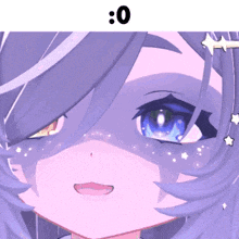 a close up of a girl 's face with the number 0 on the bottom