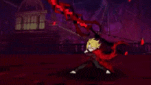 a close up of a cartoon character wearing a red cape and a red jacket .