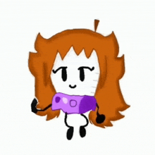 a cartoon character with red hair and a purple scarf