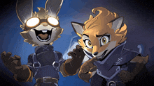 a fox and a rabbit are standing next to each other in a cartoon