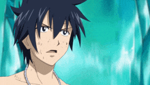 a boy with a necklace around his neck looks angry