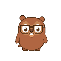 a cartoon of a beaver wearing glasses and holding a check mark