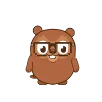 a cartoon of a beaver wearing glasses and holding a check mark