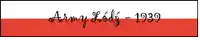 a red white and black banner that says army lodz - 1939