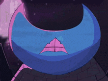a cartoon drawing of a blue and pink object