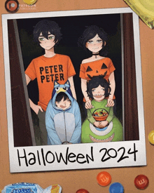 a picture of a family for halloween with the year 2024 on the bottom
