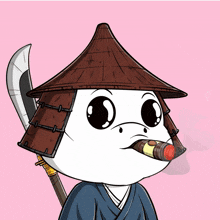 a cartoon character is wearing a hat and smoking a cigar