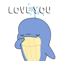 a cartoon of a whale holding a heart and the words love you