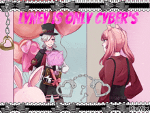 a picture of a girl and a boy with the words ' lyney is only cyber 's ' on the bottom