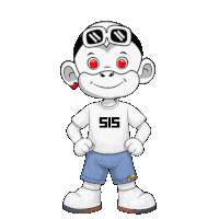 a cartoon character is wearing a shirt that says sis on it