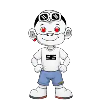 a cartoon character is wearing a shirt that says sis on it