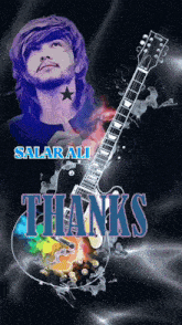 a poster of a man holding a guitar and the words thanks