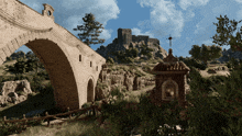 a bridge with a clock on top of it