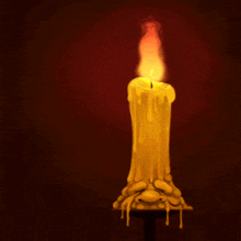 a candle with melted wax drips from it
