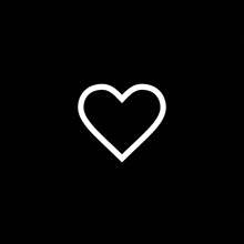a white heart on a black background .