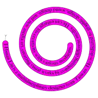 a spiral that says ' he is a multi disciplinary designer from taiwan '