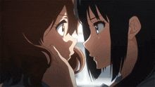 two anime girls are touching each other 's noses