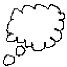 a black and white pixel art drawing of a sheep on a white background .