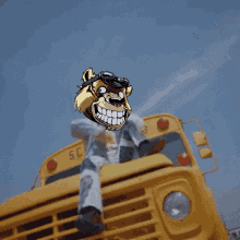 a cartoon of a boy sitting on top of a school bus