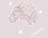 a drawing of a sheep with the name carmel written on the bottom