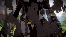 a silhouette of a person with a sword and a belt
