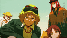a group of anime characters with chinese writing on the bottom right