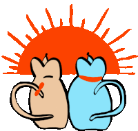 Two Mice Seated Together Watching The Sunste. Sticker - Souris D Amour Sun Rise Sun Set Stickers