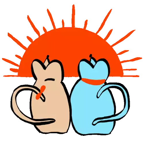 Two Mice Seated Together Watching The Sunste. Sticker - Souris D Amour Sun Rise Sun Set Stickers