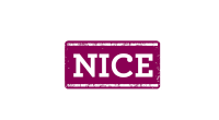 a purple stamp with the word nice written on it