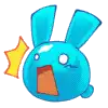 a blue bunny with a surprised look on its face and a yellow star .