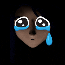 a cartoon drawing of a woman with tears in her eyes