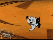 a cartoon dalmatian dog is running on a disney channel show