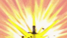 a cartoon explosion with a lot of yellow and red spots coming out of it .