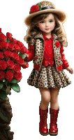 a little girl in a leopard print outfit holds a bouquet of roses