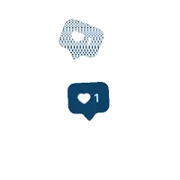 two blue squares with hearts and the number 1