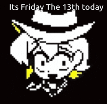 a pixel art of a person wearing a hat with the words its friday the 13th today below it