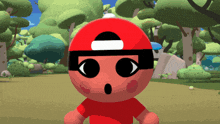 a cartoon character is wearing a red hat and sunglasses