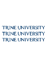 a logo for trine university is shown in blue on a white background