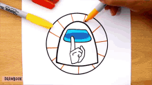 a person is drawing a among us character with sharpie markers