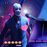 a video game character has a heart in his chest