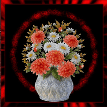 a picture of flowers in a vase with the word love on it