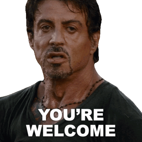 You'Re Welcome Barney Ross Sticker - You'Re Welcome Barney Ross Sylvester Stallone Stickers