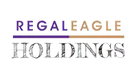 a logo for regaleagle holdings with purple and gold