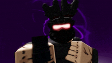 a purple background with a cartoon character wearing a mask