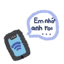 a drawing of a phone with a speech bubble that says em nho anh roi