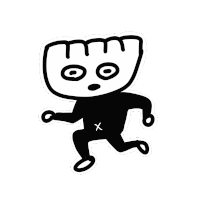 a black and white drawing of a person running