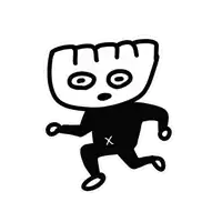 a black and white drawing of a person running